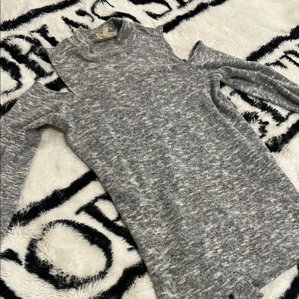 Gray Cold Shoulder Sweater